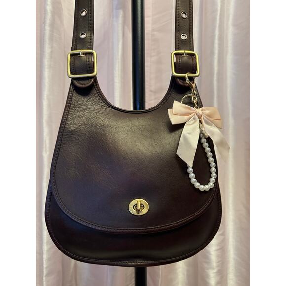 Vintage Coach 9988 Dark Mahogany Crescent Saddle Crossbody – Made in USA - Picture 1 of 12